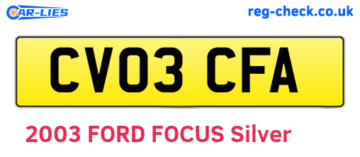 CV03CFA are the vehicle registration plates.