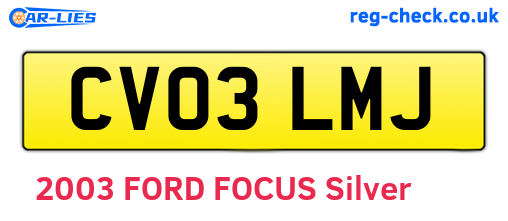CV03LMJ are the vehicle registration plates.