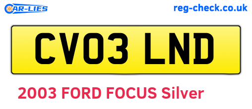 CV03LND are the vehicle registration plates.