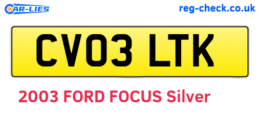 CV03LTK are the vehicle registration plates.