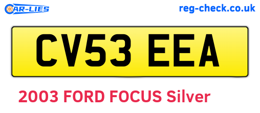 CV53EEA are the vehicle registration plates.