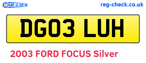 DG03LUH are the vehicle registration plates.