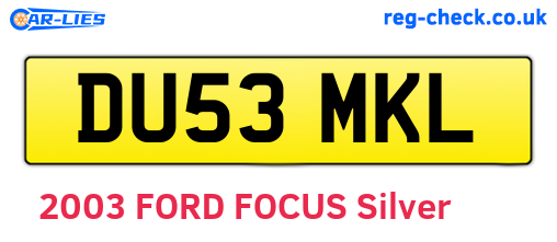 DU53MKL are the vehicle registration plates.