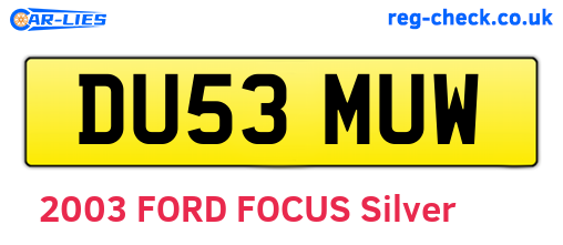 DU53MUW are the vehicle registration plates.