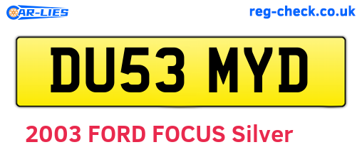 DU53MYD are the vehicle registration plates.