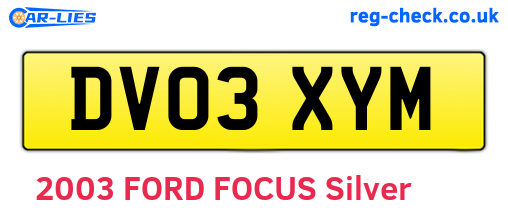 DV03XYM are the vehicle registration plates.
