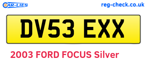DV53EXX are the vehicle registration plates.