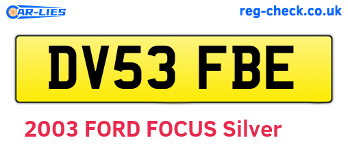 DV53FBE are the vehicle registration plates.