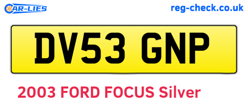 DV53GNP are the vehicle registration plates.