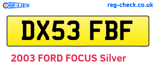 DX53FBF are the vehicle registration plates.
