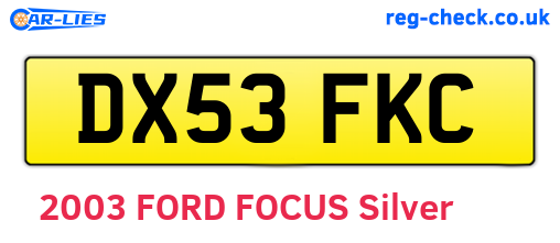 DX53FKC are the vehicle registration plates.