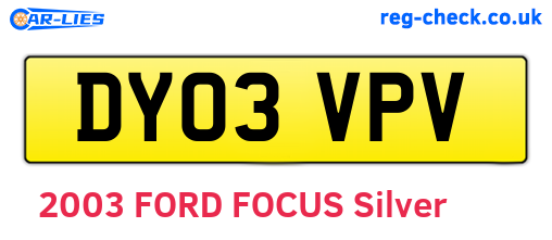 DY03VPV are the vehicle registration plates.
