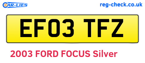 EF03TFZ are the vehicle registration plates.