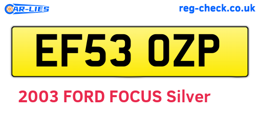 EF53OZP are the vehicle registration plates.