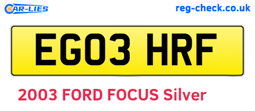EG03HRF are the vehicle registration plates.