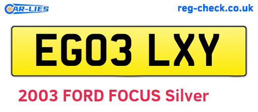 EG03LXY are the vehicle registration plates.