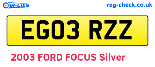 EG03RZZ are the vehicle registration plates.
