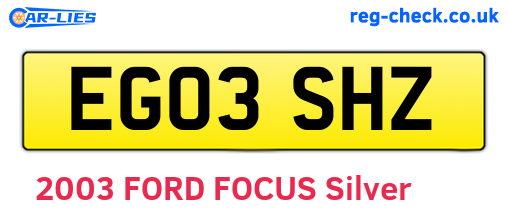 EG03SHZ are the vehicle registration plates.