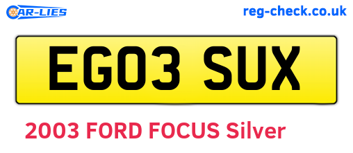 EG03SUX are the vehicle registration plates.