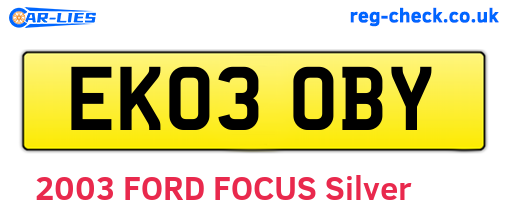 EK03OBY are the vehicle registration plates.