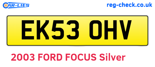 EK53OHV are the vehicle registration plates.