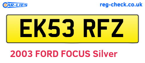 EK53RFZ are the vehicle registration plates.