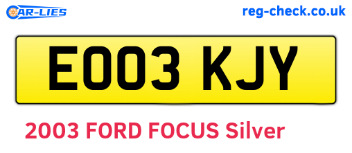 EO03KJY are the vehicle registration plates.