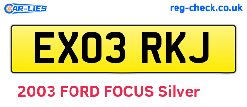 EX03RKJ are the vehicle registration plates.