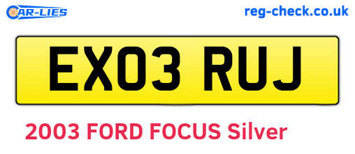 EX03RUJ are the vehicle registration plates.