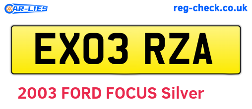 EX03RZA are the vehicle registration plates.