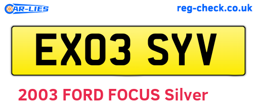EX03SYV are the vehicle registration plates.