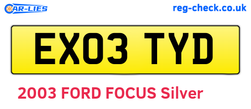 EX03TYD are the vehicle registration plates.