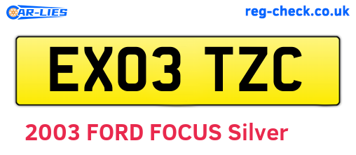 EX03TZC are the vehicle registration plates.