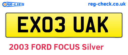 EX03UAK are the vehicle registration plates.