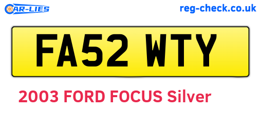 FA52WTY are the vehicle registration plates.