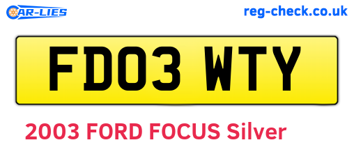 FD03WTY are the vehicle registration plates.