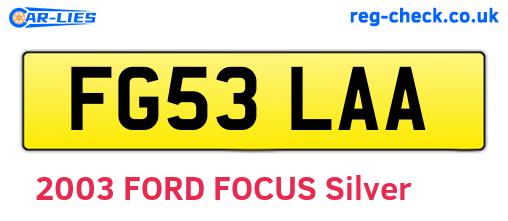 FG53LAA are the vehicle registration plates.