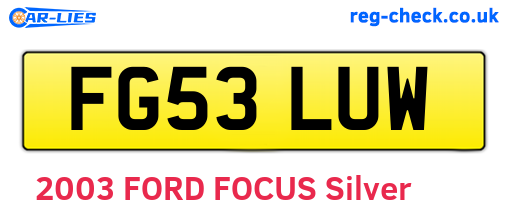FG53LUW are the vehicle registration plates.