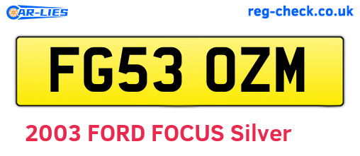 FG53OZM are the vehicle registration plates.