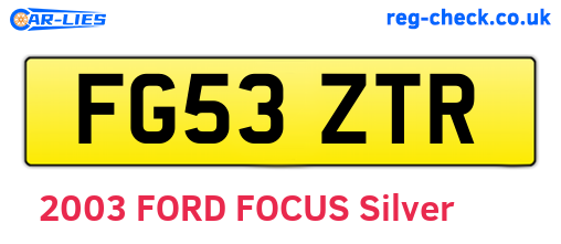 FG53ZTR are the vehicle registration plates.