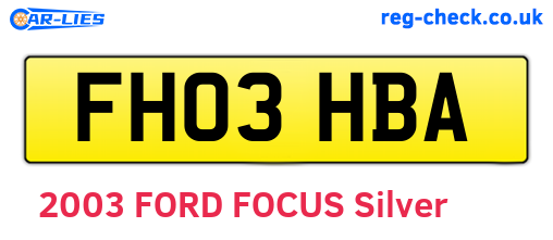 FH03HBA are the vehicle registration plates.