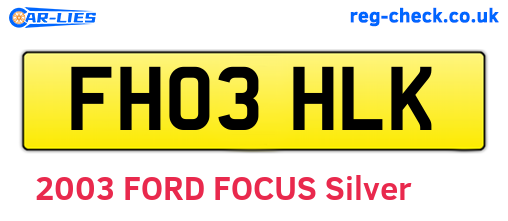 FH03HLK are the vehicle registration plates.