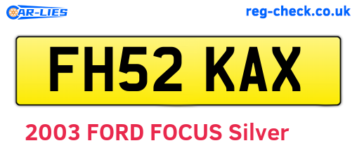 FH52KAX are the vehicle registration plates.