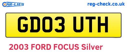 GD03UTH are the vehicle registration plates.