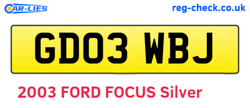 GD03WBJ are the vehicle registration plates.