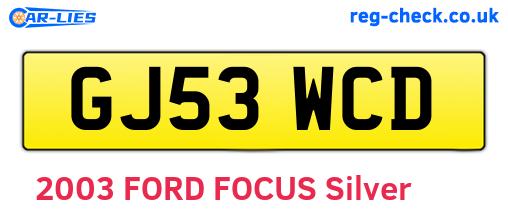 GJ53WCD are the vehicle registration plates.
