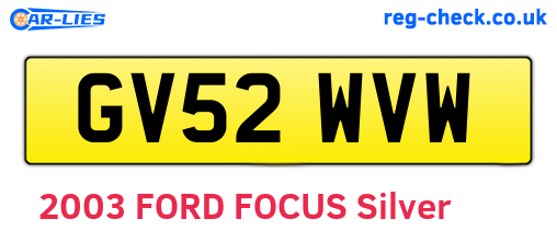GV52WVW are the vehicle registration plates.