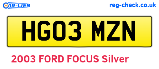HG03MZN are the vehicle registration plates.