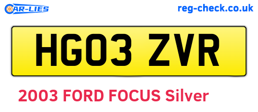 HG03ZVR are the vehicle registration plates.
