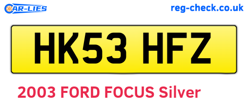 HK53HFZ are the vehicle registration plates.